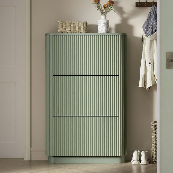 Maru 3-Door Shoe Storage Cabinet, Sage Green