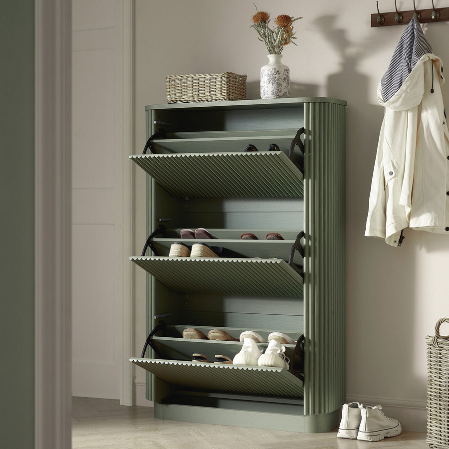 Maru 3-Door Shoe Storage Cabinet, Sage Green