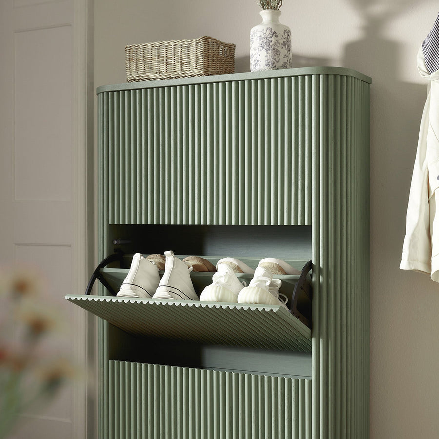 Maru 3-Door Shoe Storage Cabinet, Sage Green