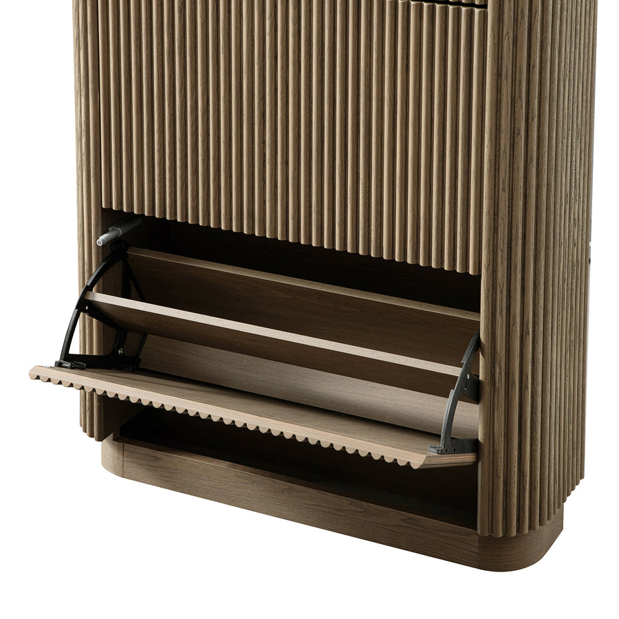 Maru 3-Door Shoe Storage Cabinet, Silver Oak