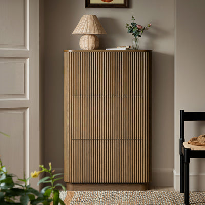 Maru 3-Door Shoe Storage Cabinet, Silver Oak