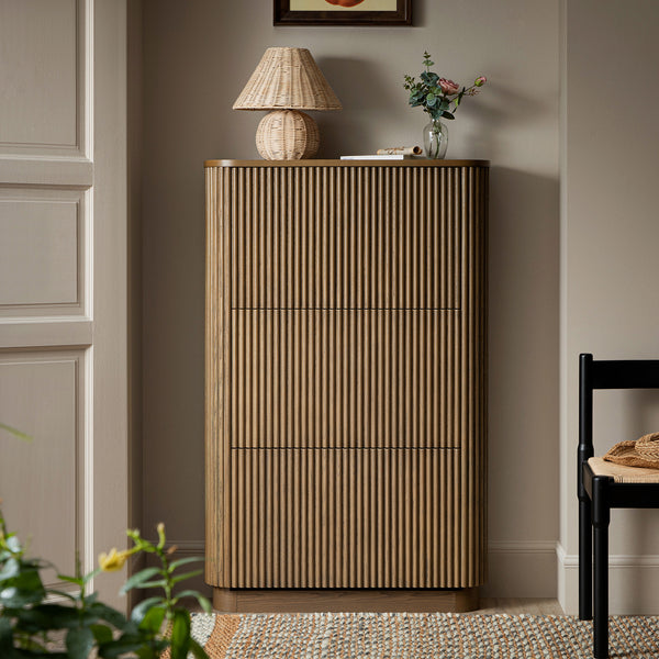 Maru 3-Door Shoe Storage Cabinet, Silver Oak