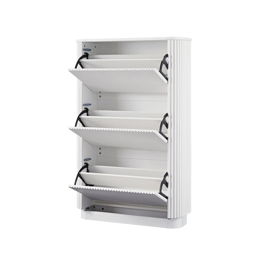 Maru 3-Door Shoe Storage Cabinet, Washed White