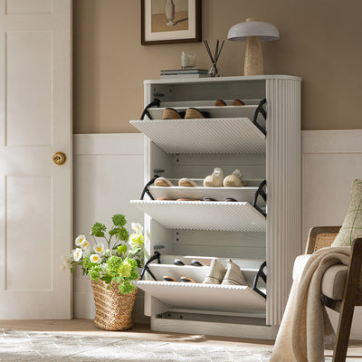 Maru 3-Door Shoe Storage Cabinet, Washed White