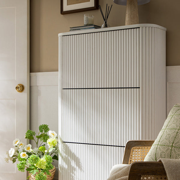 Maru 3-Door Shoe Storage Cabinet, Washed White