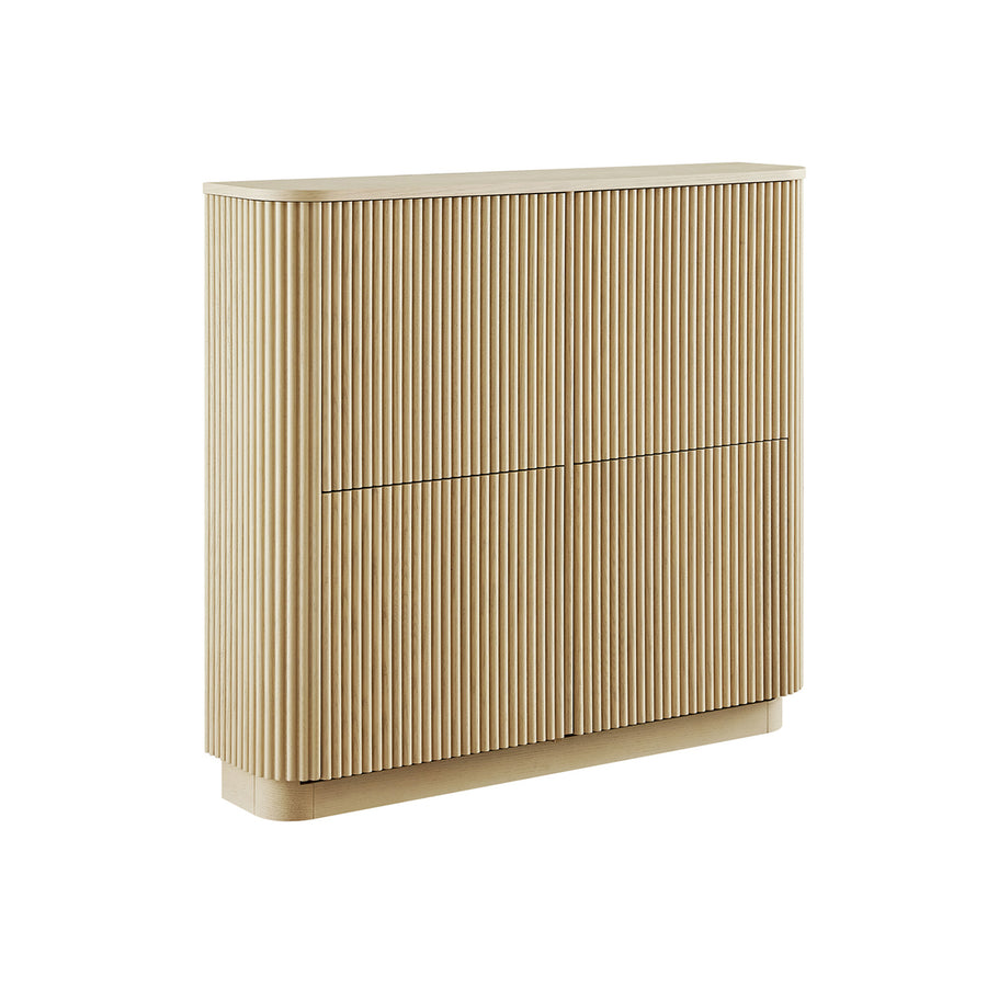 Maru 4-Door Shoe Storage Cabinet, Greige Oak