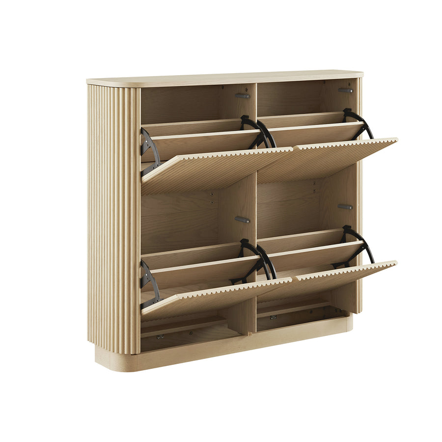Maru 4-Door Shoe Storage Cabinet, Greige Oak