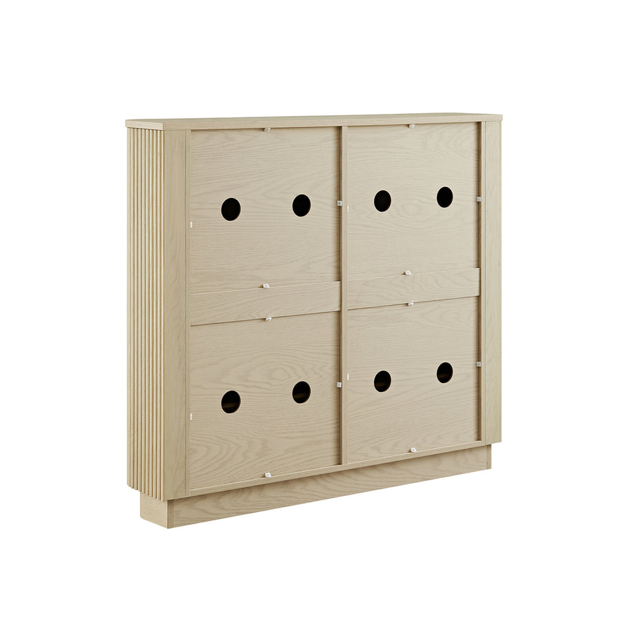 Maru 4-Door Shoe Storage Cabinet, Greige Oak