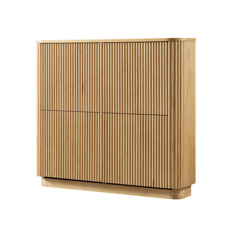 Maru 4-Door Shoe Storage Cabinet, Oak