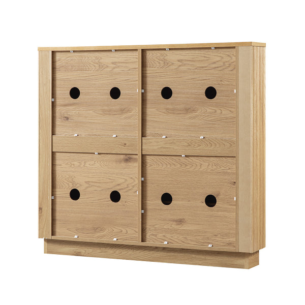Maru 4-Door Shoe Storage Cabinet, Oak
