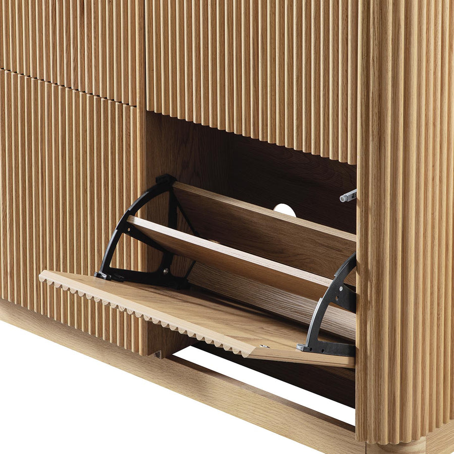 Maru 4-Door Shoe Storage Cabinet, Oak