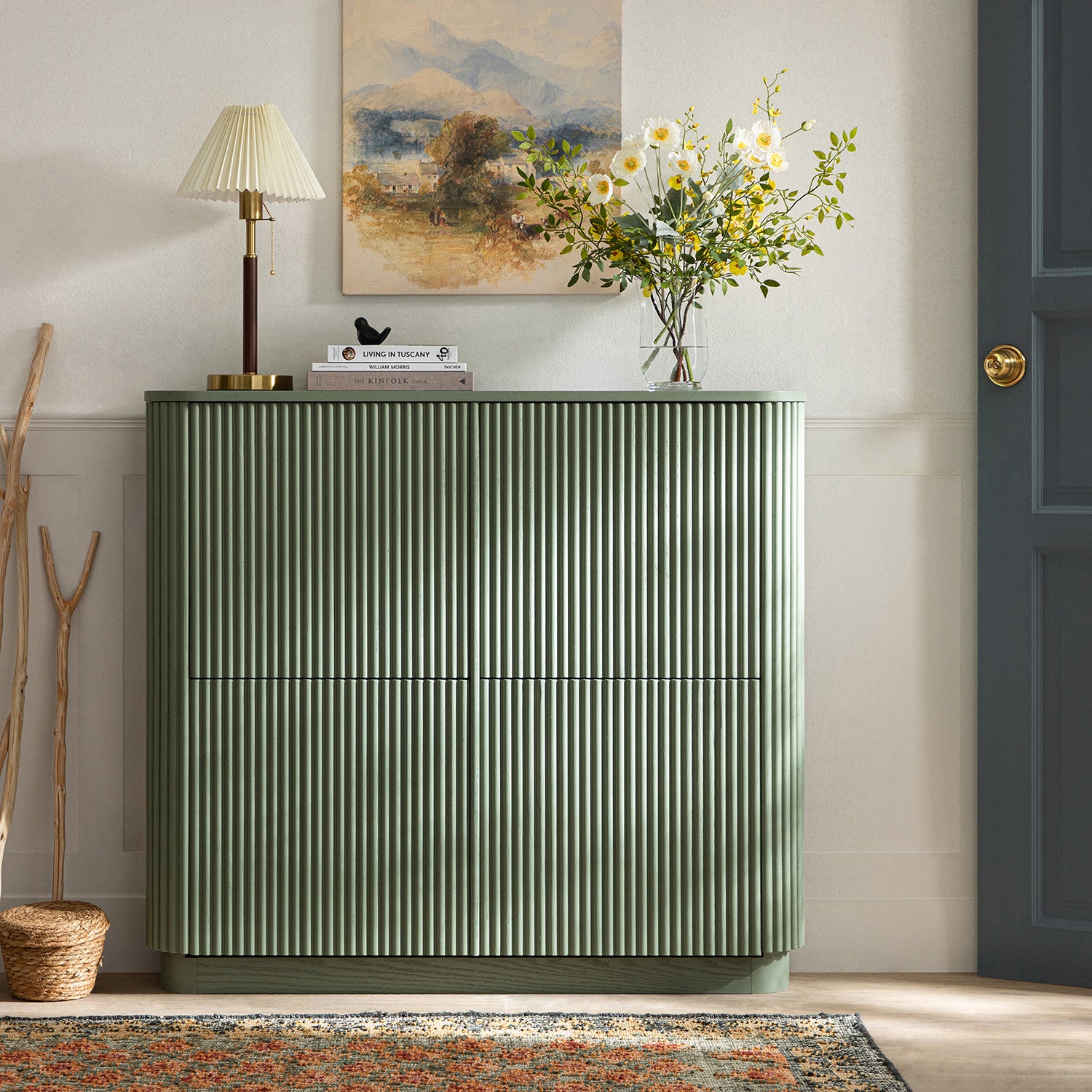 Maru 4-Door Shoe Storage Cabinet, Sage Green