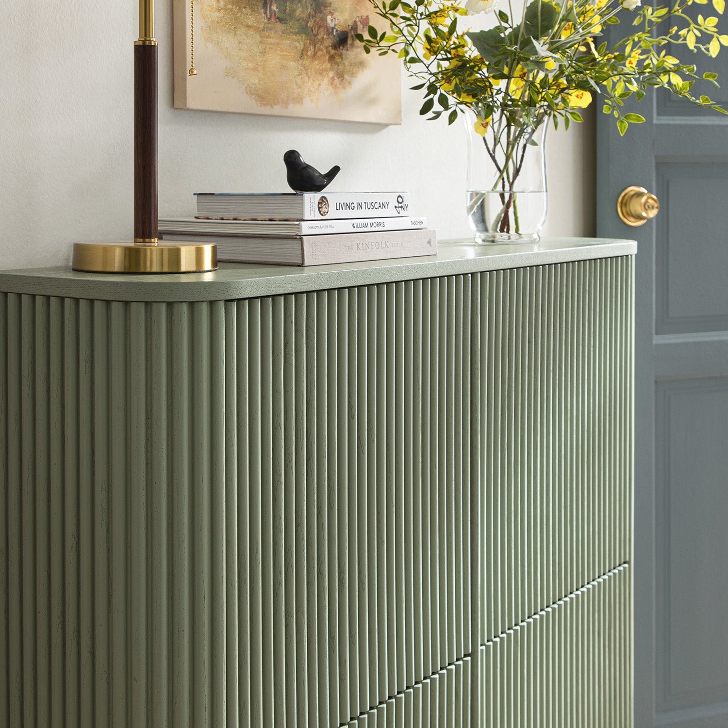 Maru 4-Door Shoe Storage Cabinet, Sage Green
