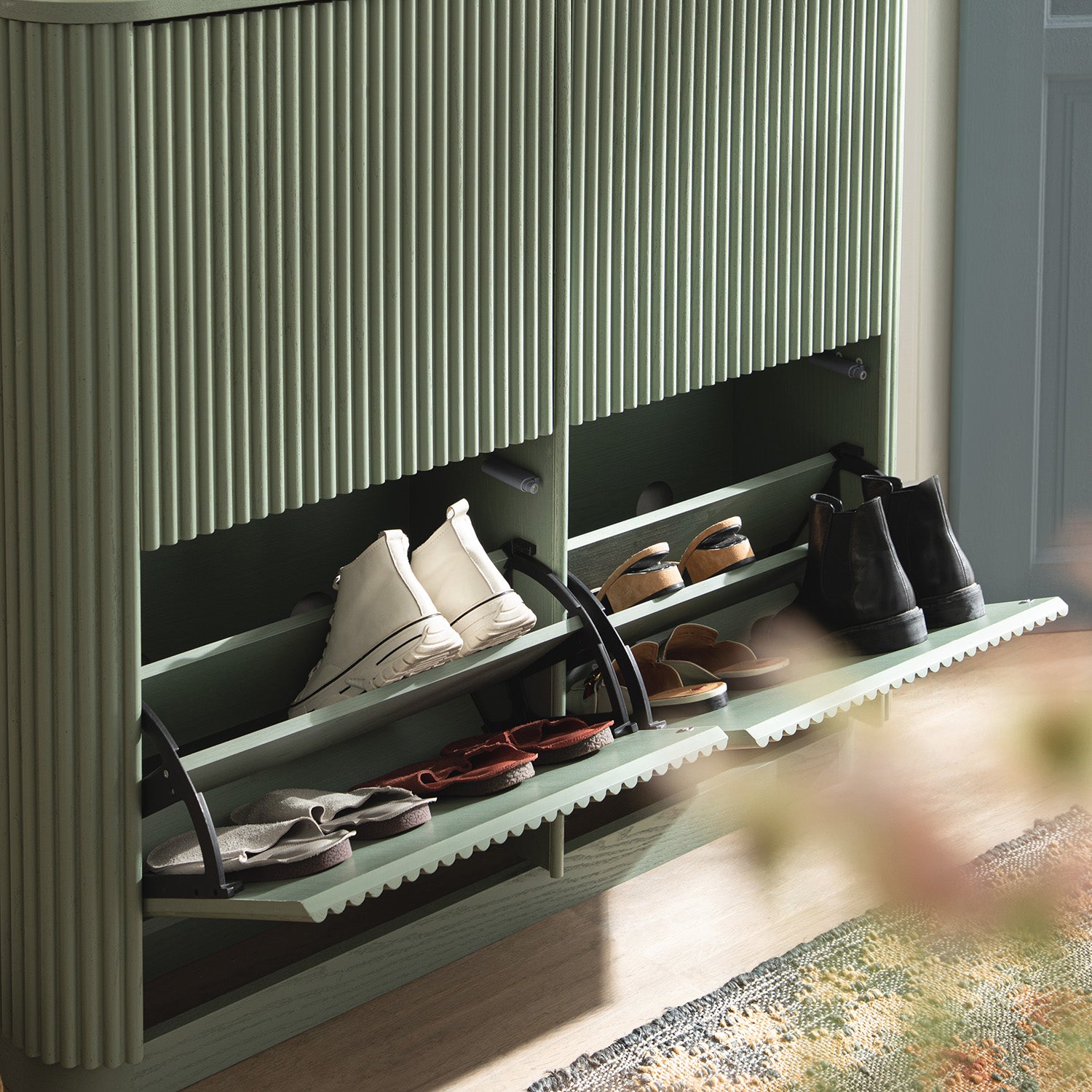 Maru 4-Door Shoe Storage Cabinet, Sage Green