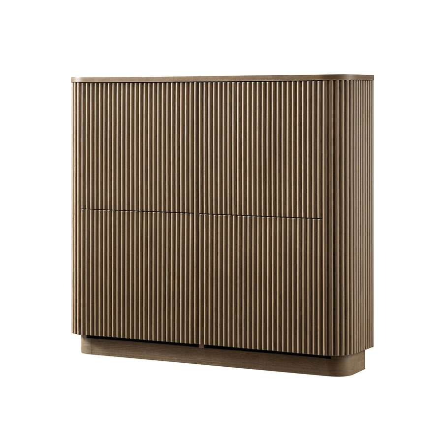 Maru 4-Door Shoe Storage Cabinet, Silver Oak