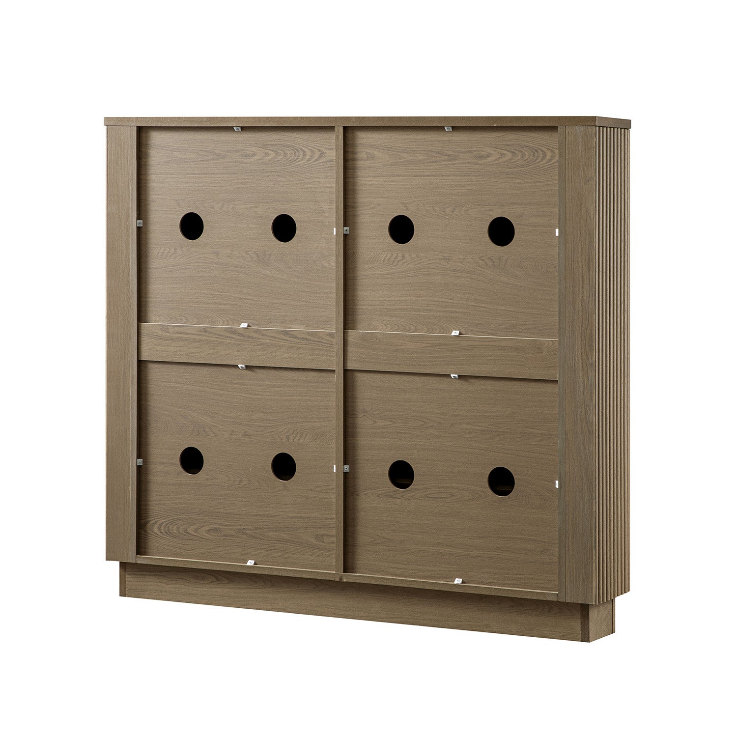 Maru 4-Door Shoe Storage Cabinet, Silver Oak