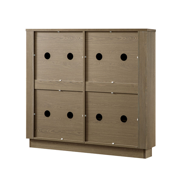 Maru 4-Door Shoe Storage Cabinet, Silver Oak
