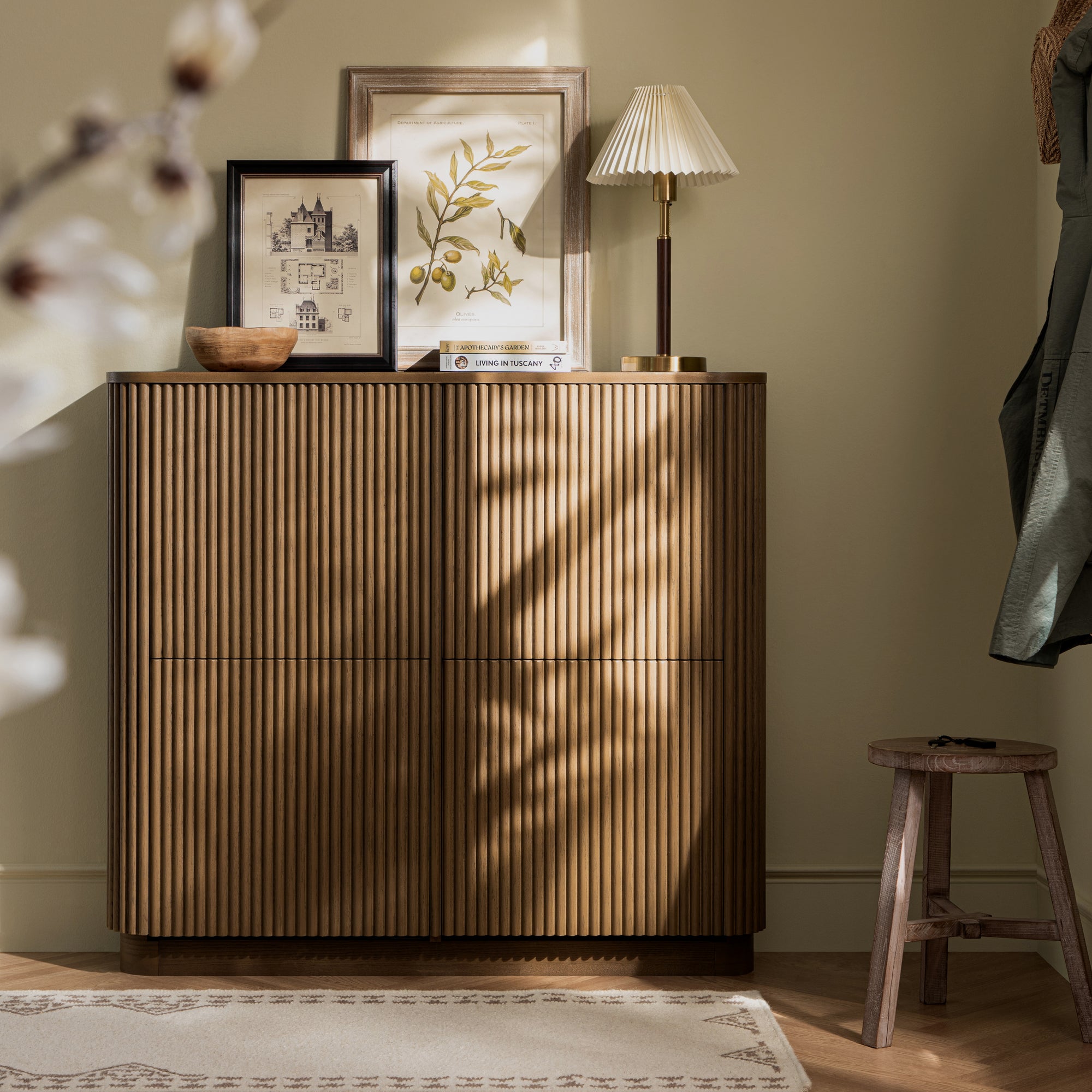 Maru 4-Door Shoe Storage Cabinet, Silver Oak