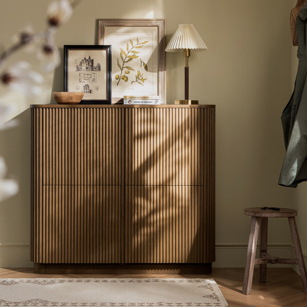 Maru 4-Door Shoe Storage Cabinet, Silver Oak