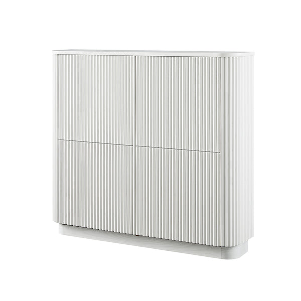 Maru 4-Door Shoe Storage Cabinet, Washed White