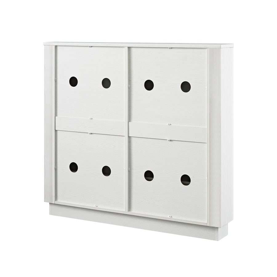 Maru 4-Door Shoe Storage Cabinet, Washed White