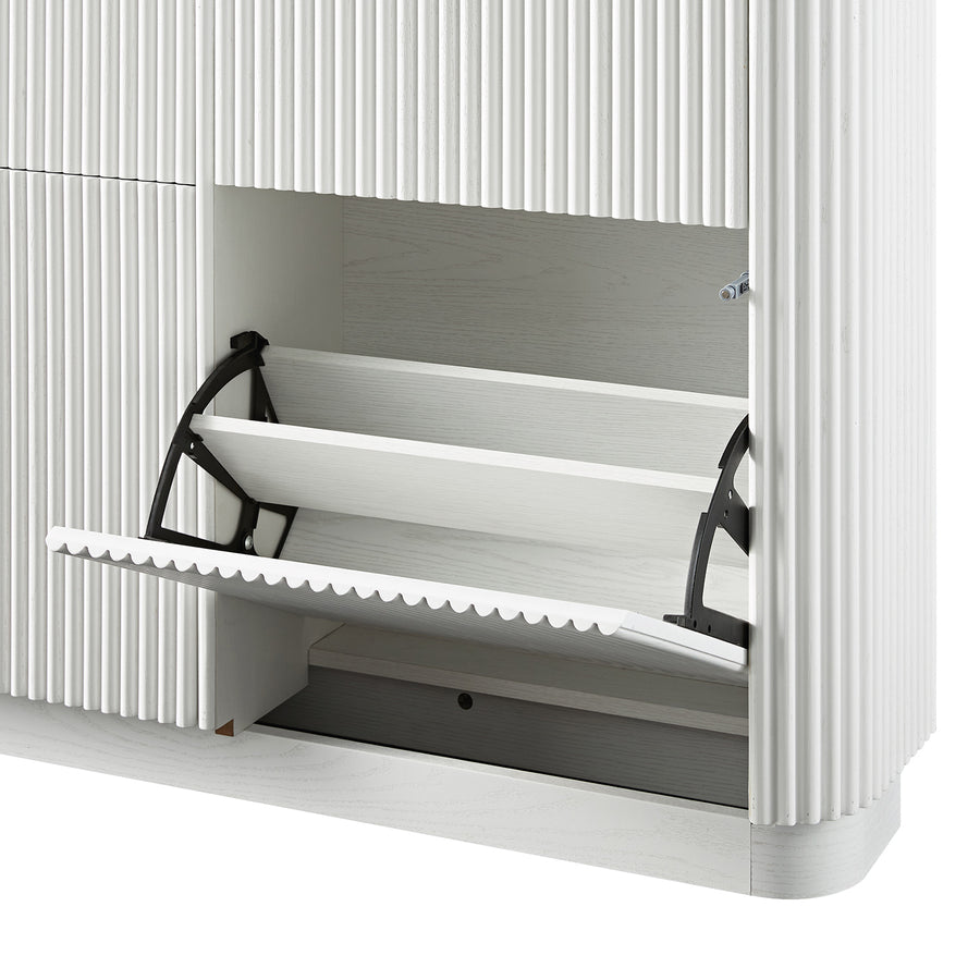 Maru 4-Door Shoe Storage Cabinet, Washed White