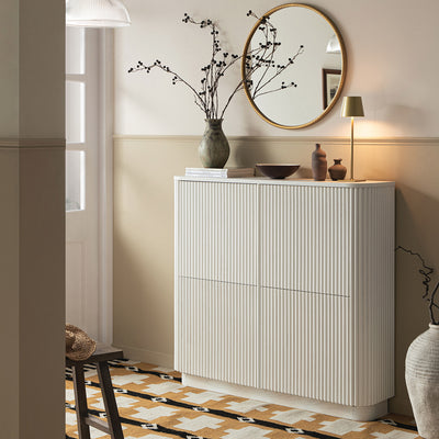 Maru 4-Door Shoe Storage Cabinet, Washed White