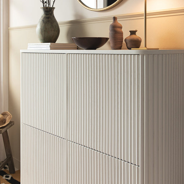 Maru 4-Door Shoe Storage Cabinet, Washed White