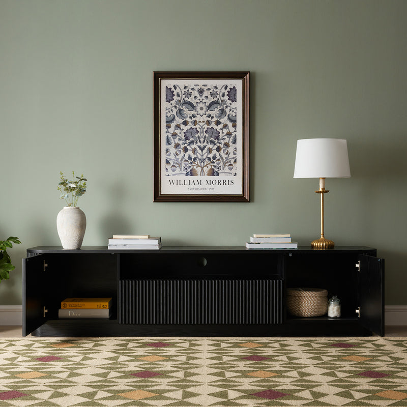 Maru 200cm Wide TV Unit with Drawers, Black