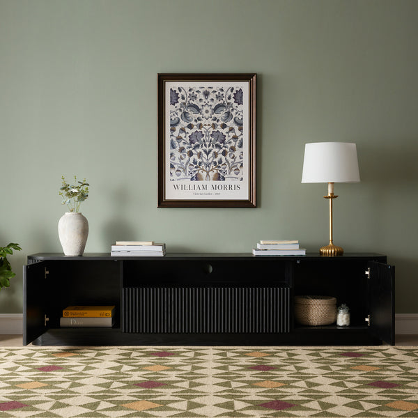 Maru 200cm Wide TV Unit with Drawers, Black