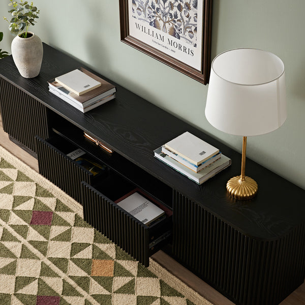 Maru 200cm Wide TV Unit with Drawers, Black