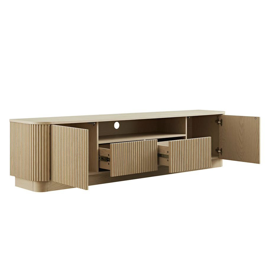 Maru 200cm Wide TV Unit with Drawers, Greige Oak - daals