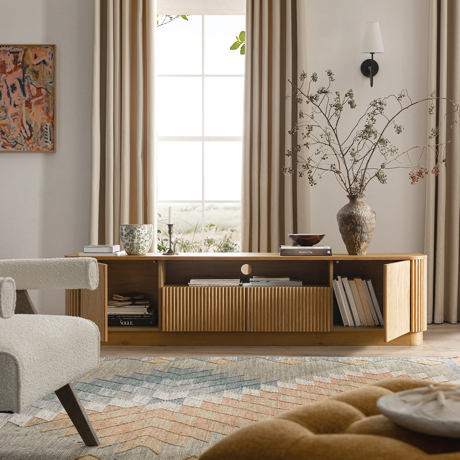 Maru 200cm Wide TV Unit with Drawers, Oak