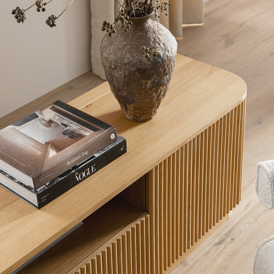 Maru 200cm Wide TV Unit with Drawers, Oak