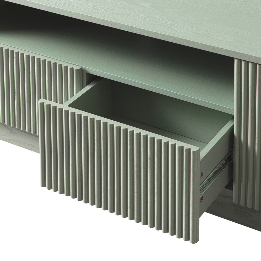 Maru 200cm Wide TV Unit with Drawers, Sage Green