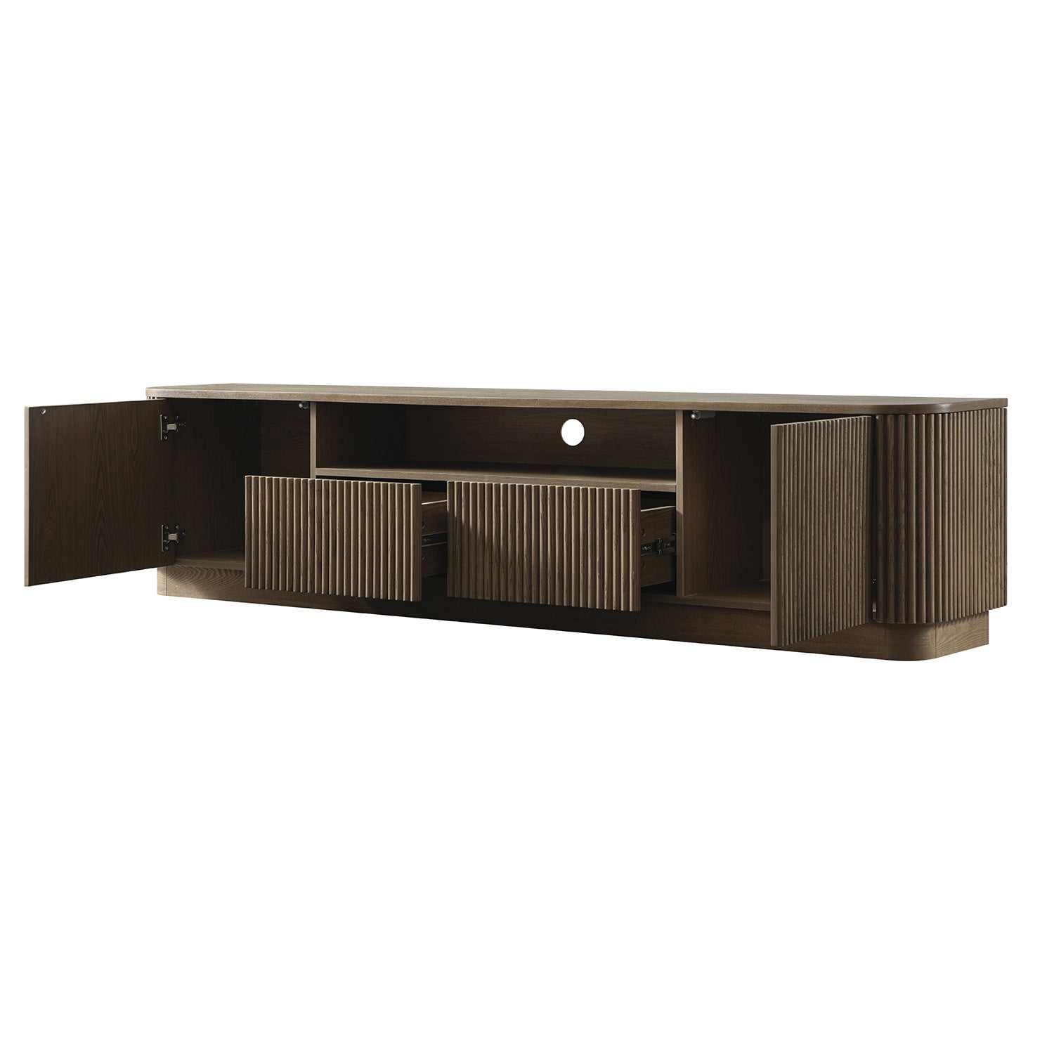 Maru 200cm Wide TV Unit with Drawers, Silver Oak