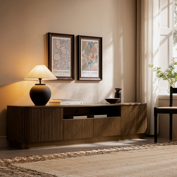 Maru 200cm Wide TV Unit with Drawers, Silver Oak