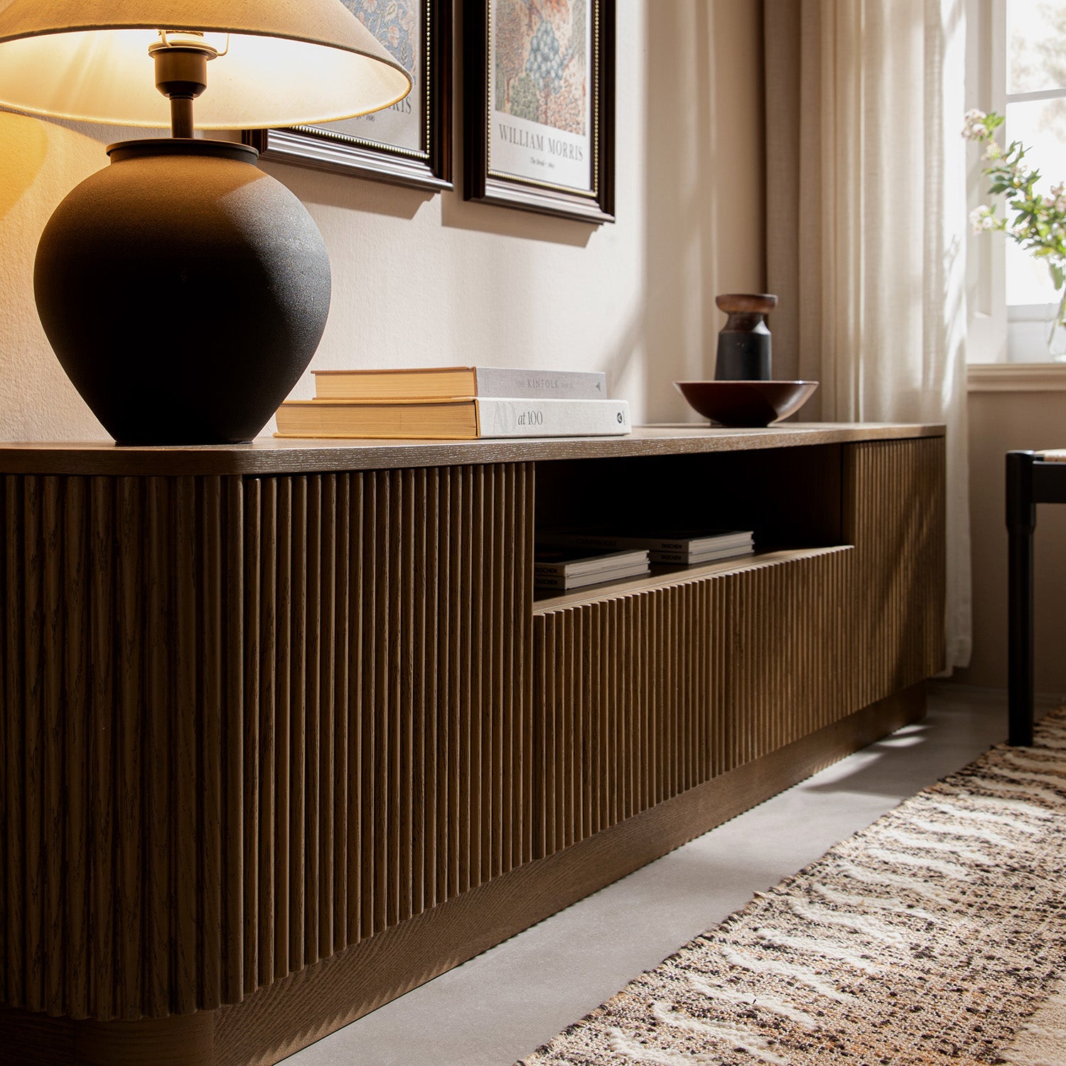 Maru 200cm Wide TV Unit with Drawers, Silver Oak