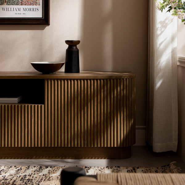 Maru 200cm Wide TV Unit with Drawers, Silver Oak