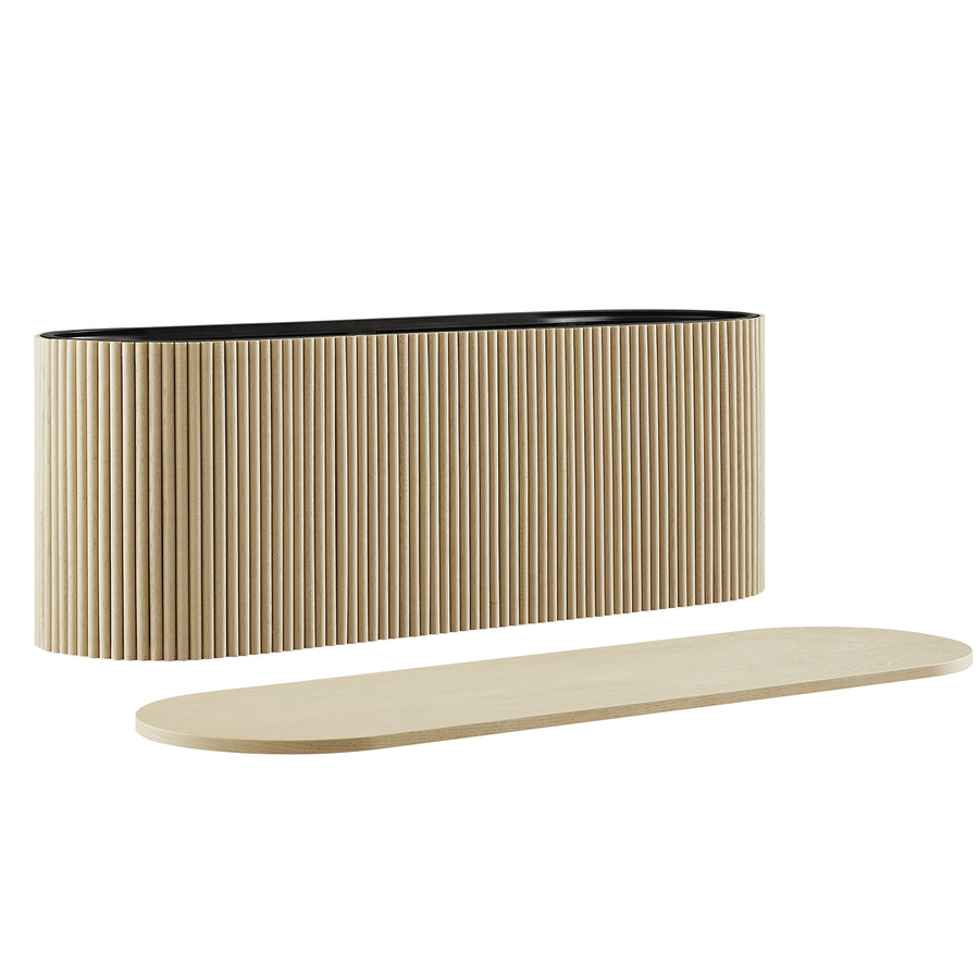 Maru Storage Ottoman Bench, Greige Oak