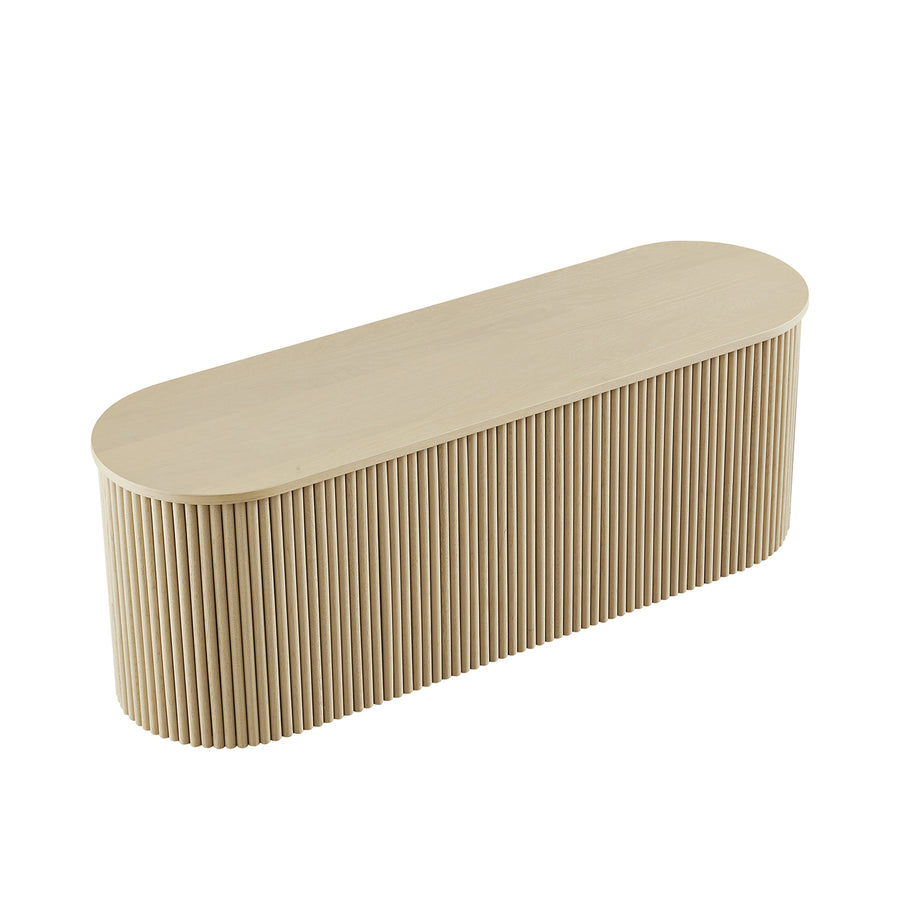 Maru Storage Ottoman Bench, Greige Oak