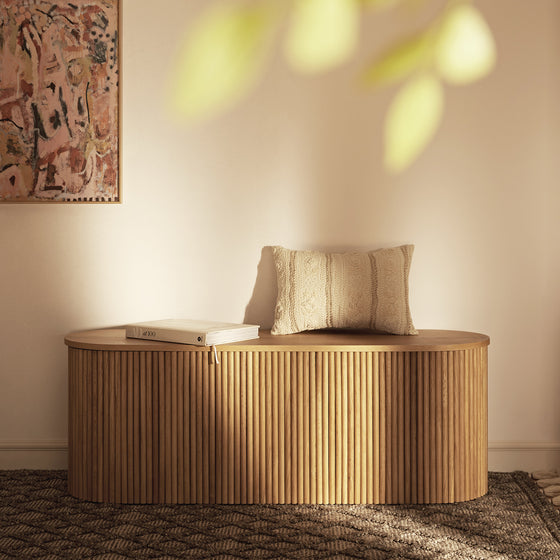 Maru Storage Ottoman Bench, Oak