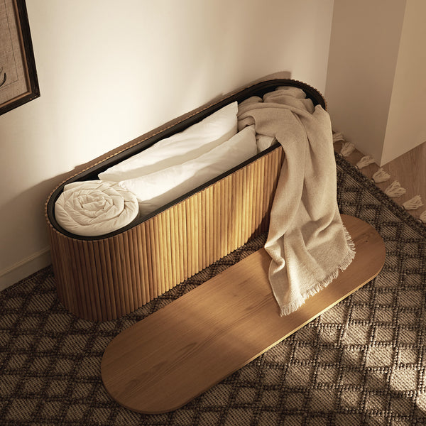 Maru Storage Ottoman Bench, Oak