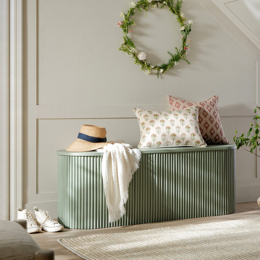 Maru Storage Ottoman Bench, Sage Green