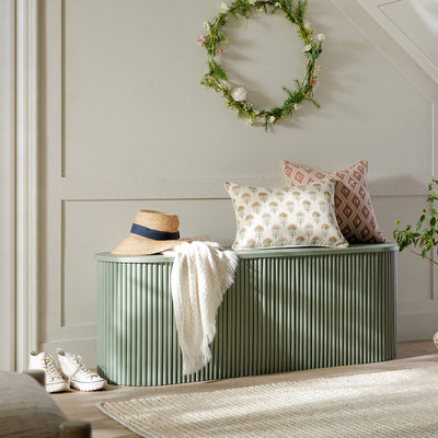 Maru Storage Ottoman Bench, Sage Green