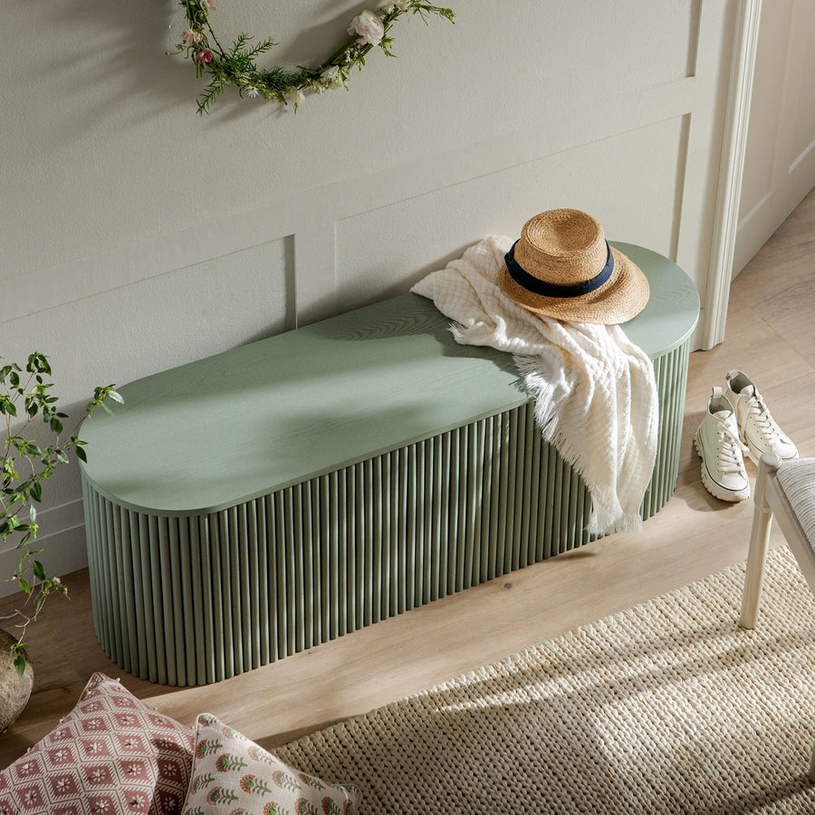 Maru Storage Ottoman Bench, Sage Green