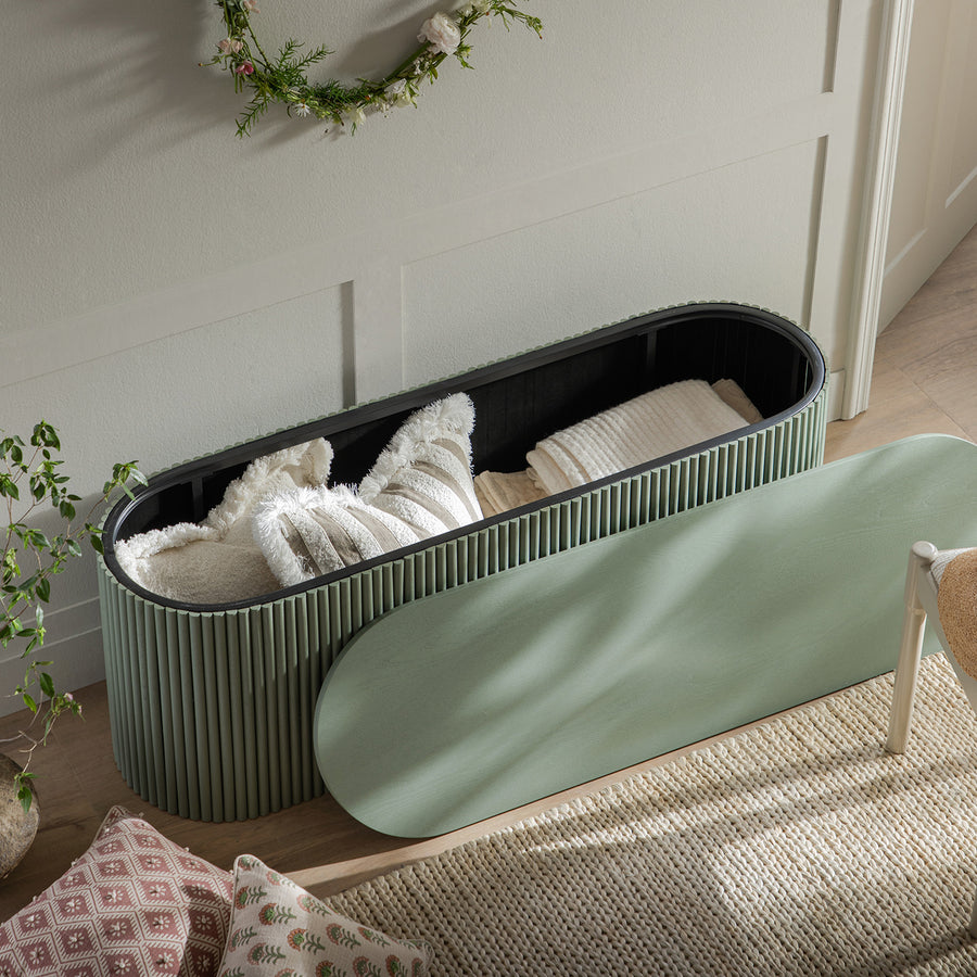 Maru Storage Ottoman Bench, Sage Green