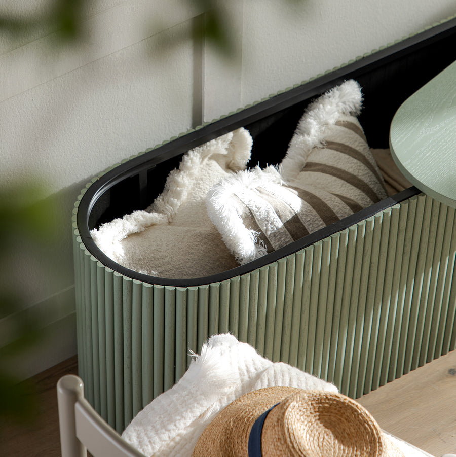 Maru Storage Ottoman Bench, Sage Green