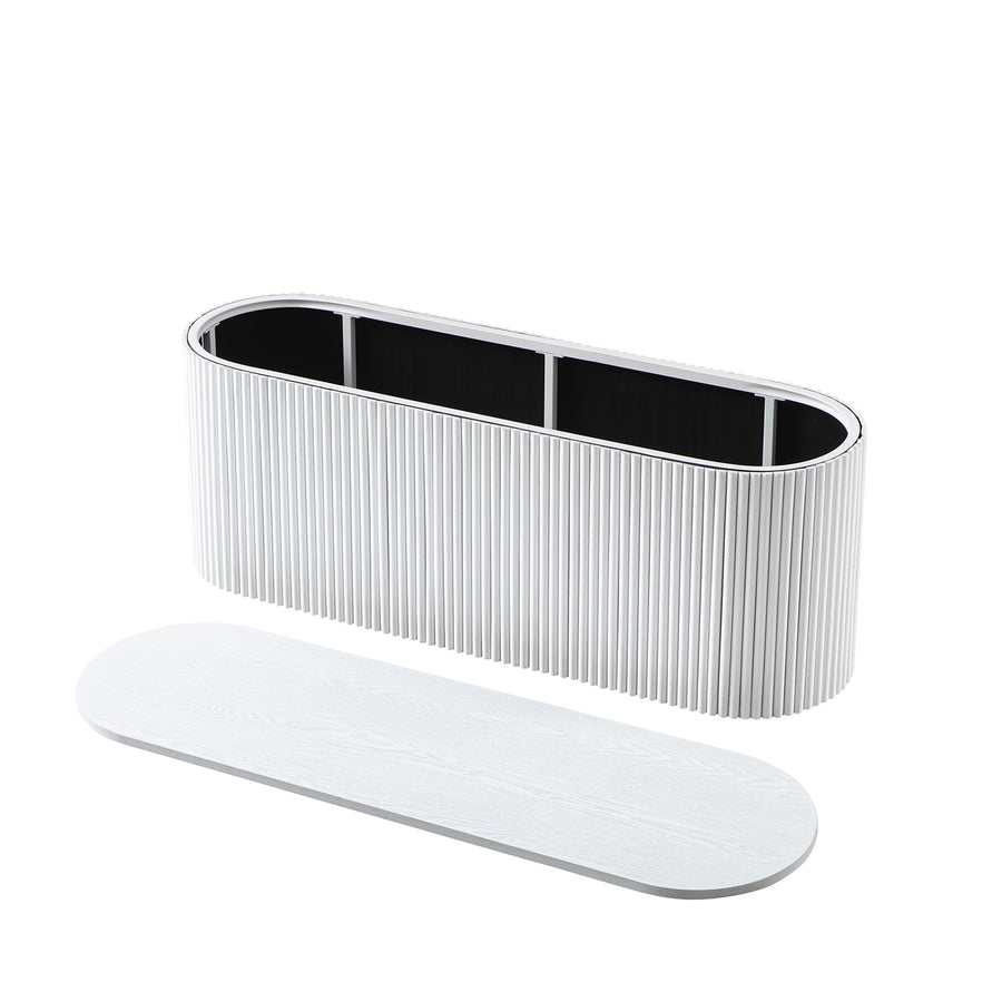 Maru Storage Ottoman Bench, Washed White
