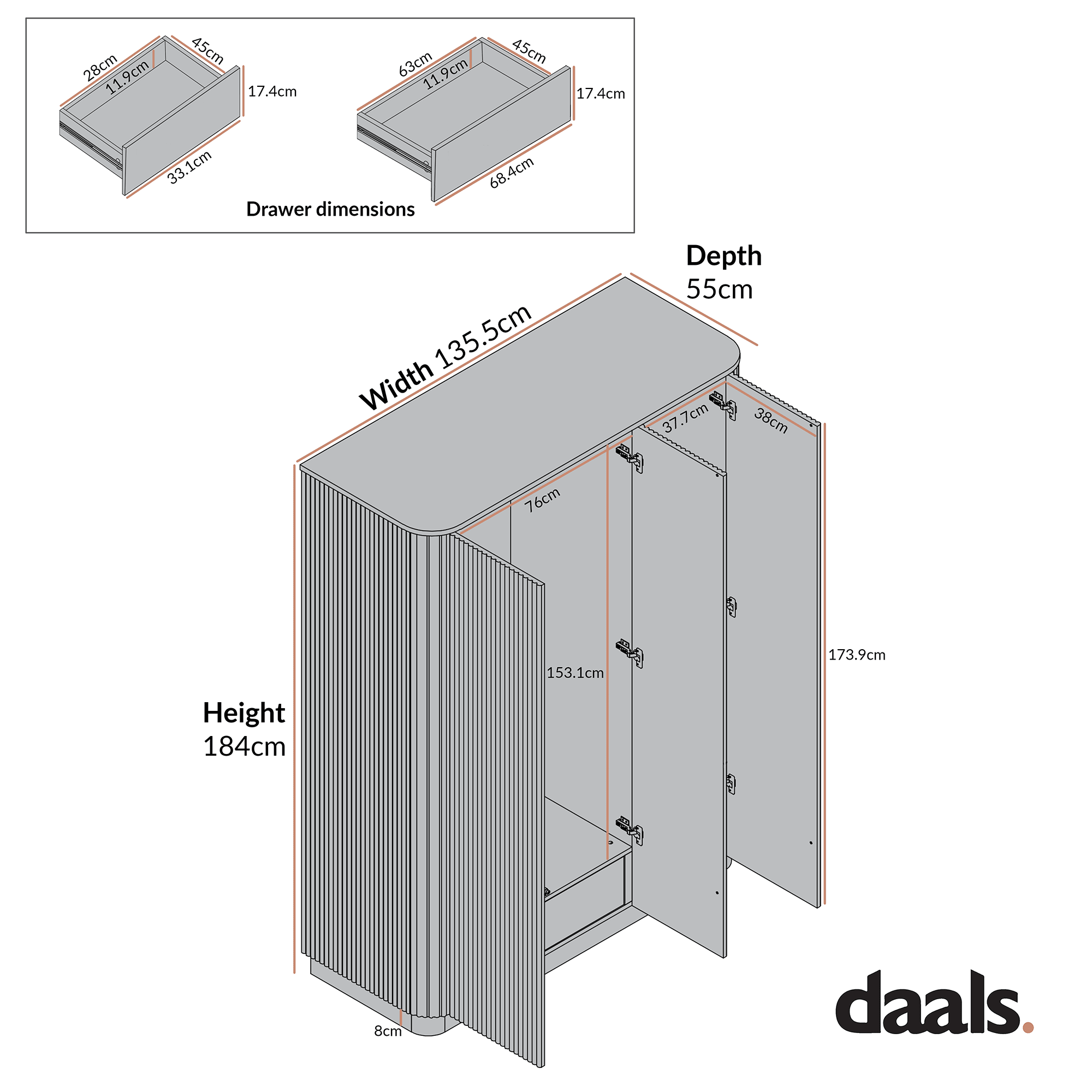 Maru Triple Wardrobe, Oak